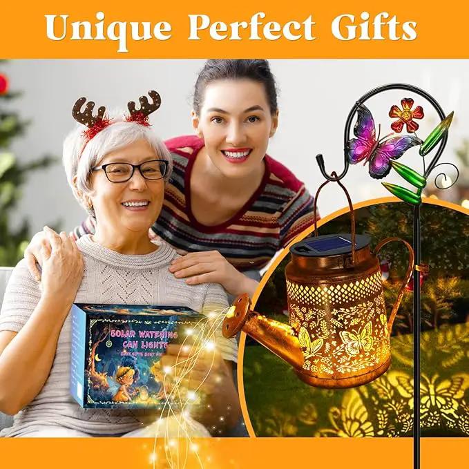 Solar Watering Can Lights, Butterfly Hanging Lantern Solar Lights Outdoor, Waterproof Garden Decor Outside Patio Yard Pathway Backyard, Gardening Gifts for Mom Grandma Women Birthday Mother's Day by GreenHaven Gardens