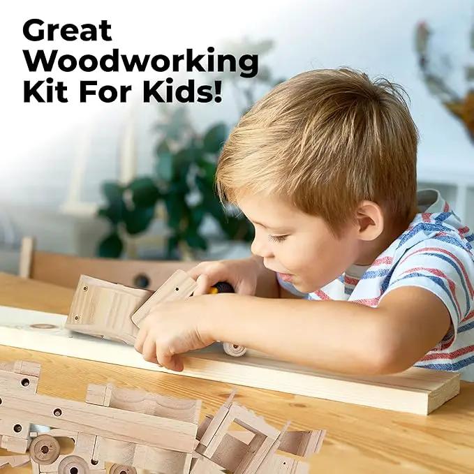 Kraftic Woodworking Building Kit for Kids and Adults, 3 Educational DIY Carpentry Construction Wood Model Kit STEM Toy Projects for Boys and Girls - Wooden Military Vehicle, Excavator and Bird-Feeder by GreenHaven Gardens
