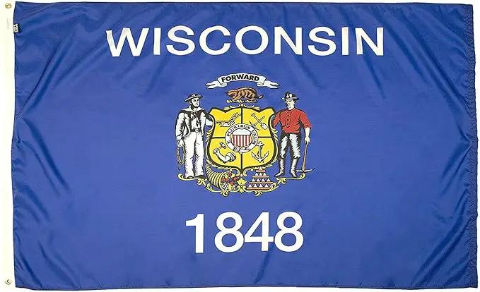 FlagSource Wisconsin Nylon State Flag, Made in the USA, 3x5' by GreenHaven Gardens
