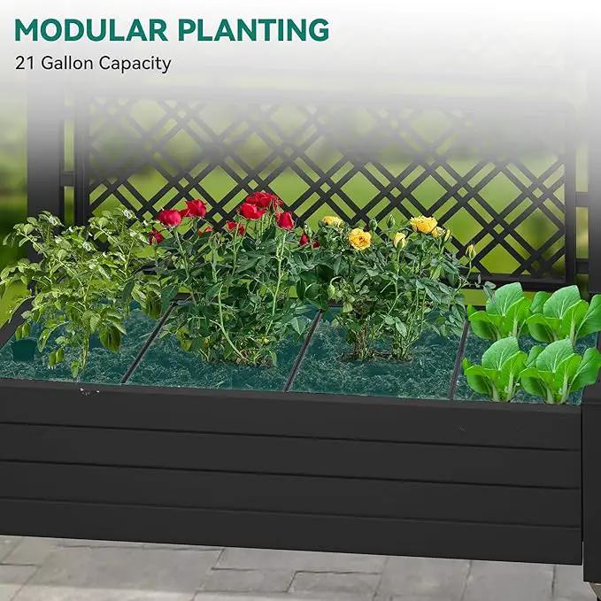 YITAHOME 43.3x17.7x61 in Planter Trellis Box with Wheels & Drain Plug, Outdoor Resin Raised Garden Bed for Climbing Plants, Large Weather-Resistant Design, Black by GreenHaven Gardens