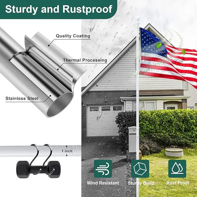 Barcetine 4-Pack Ground Flag Pole Kit - 8.5 FT Tangle Free with Anti-Tip Stand Prong -1 inch Heavy Duty Portable Inground Flag Holder for Yard Garden Outdoor, Bonus 3x5 US Flag,White by GreenHaven Gardens