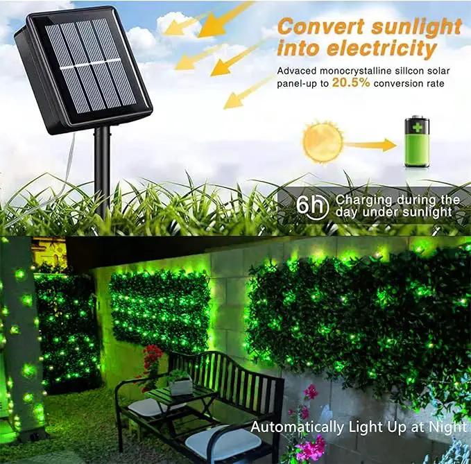 QITONG 4 Pack Green Solar Fairy Lights, Each 33ft 100 LED String Lights Outdoor Waterproof, 8 Modes Green Solar Light by GreenHaven Gardens