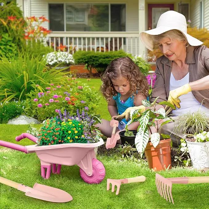 Kids Gardening Tools Outdoor Toys Set Backyard Play with Wheelbarrow Educational STEM Learning Pretend Toys Outdoor Indoor for Toddlers Kids Boys Girls by GreenHaven Gardens