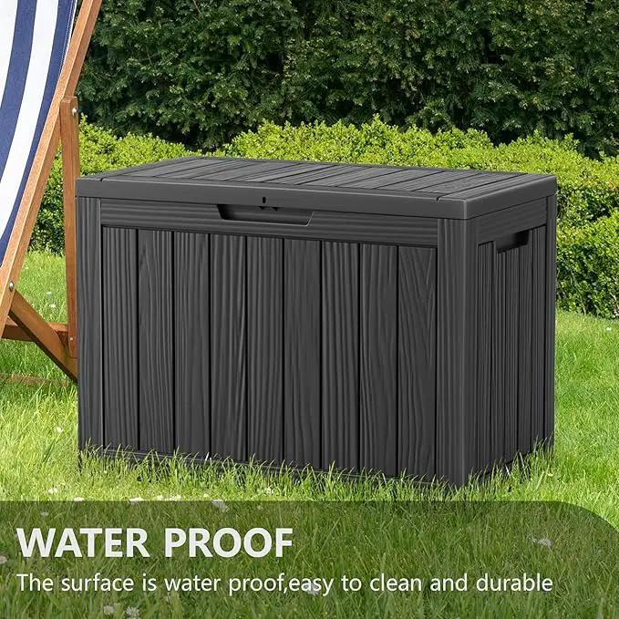 45 Gallon Waterproof Outdoor Storage Box,Resin Deck Box,Lockable Outside Storage Box Container for Patio Furniure,Garden,Tools (45 Gallon,Black) by GreenHaven Gardens