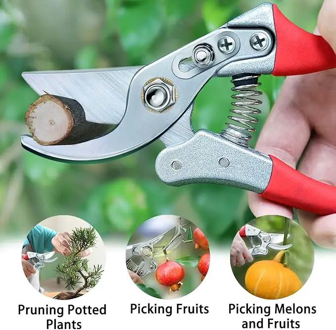 Kynup 2Packs Pruning Shears for Gardening, Garden Shears Scissors Heavy Duty, Bypass Pruner Hand Shears, Tree Trimmers Secateurs, Garden Clippers for Plants, Hedge Shears, Garden Tools (Red) by GreenHaven Gardens