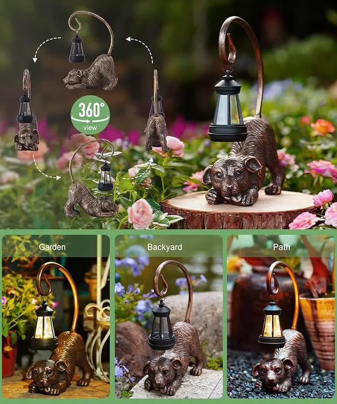 Solar Dog Garden Statue for Outdoor: Outside Sculptures Decor for Art Patio Balcony Yard Lawn – Unique Birthday Gift for Women Mom Grandma by GreenHaven Gardens