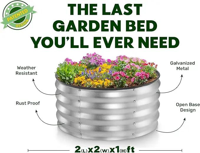 Galvanized Raised Garden Beds Outdoor // 2×2×1 ft (2-Pack) Planter Raised Beds for Gardening, Vegetables, Flowers // Large Metal Garden Box (Silver) // Patented Tool-Free Design by GreenHaven Gardens