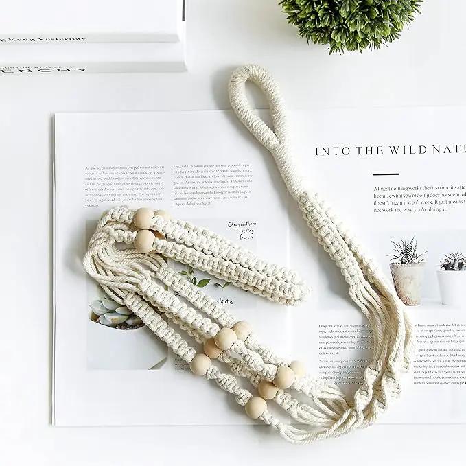 Macrame Plant Hanger Indoor Hanging with Wood Beads Macrame Planters No Tassel for Indoor Outdoor Boho Home Decor 35 Inch (Ivory,2pcs) by GreenHaven Gardens