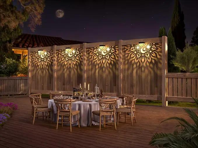 Solar Fence Lights 6 Pack Solar Deck Lights Waterproof LED Powered Step Wall Lanterns Outdoor Decorations Warm Yellow Decorative Lighting for Garden Backyard (Black) by GreenHaven Gardens