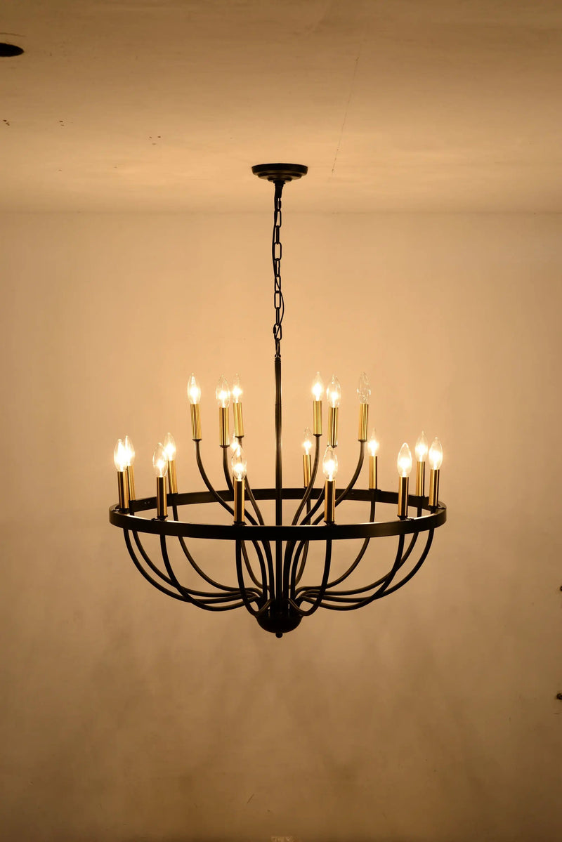 15-Light Industrial Iron Candle Chandelier Modern Farmhouse Pendant Light by HouseOfZazla