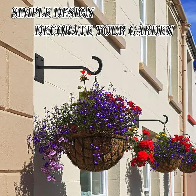10inch Heavy Duty Plant Hangers Outdoor or Indoor Bird Feeder Hanger Shepherd Hooks 2pcs Black Metal Wall Hook for Hanging Plant Bracket, Lantern, Flower Basket, Wind Chimes by GreenHaven Gardens