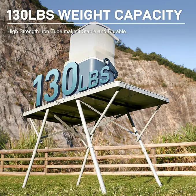 EVER ADVANCED Large Camping Table for 4-6 Person, Portable Folding Aluminum Table with Carrying Handle, Suitable for BBQ, Picnic, Camping and Indoor Use, Support up to 130LBS, Silver by GreenHaven Gardens