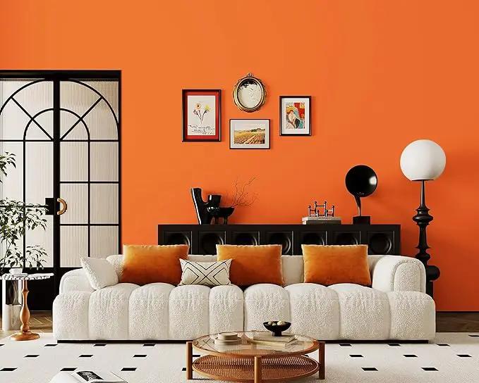 Dimoon 118''x17.7'' Orange Peel and Stick Wallpaper Contact Paper Modern Self Adhesive Wall Paper Removable Renter Friendly Textured Solid Color Shelf Vinyl Roll (118''x17.7'',Tropical Orange) by GreenHaven Gardens