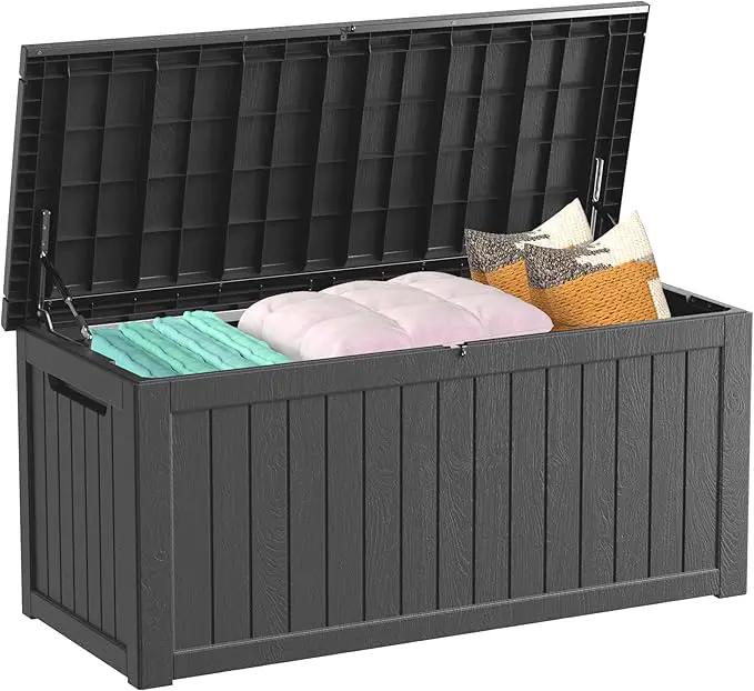 200 Gallon Outdoor Storage Box Waterproof Lockable Resin Deck Box Large, Patio Storage Bin for Pool Accessories Cushion Furniture, Garden Tools, UV-Resistant Outside Delivery Black by GreenHaven Gardens