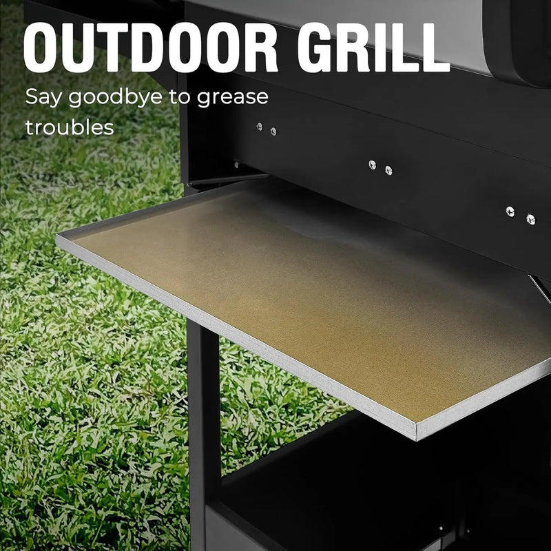 3 Burners Gas Grill with Side Burner, Propane Grill with Wheels and Storage, Outdoor Gas BBQ with Oil Tray and Thermometer for Patio and Party, 37000 BTU by GreenHaven Gardens