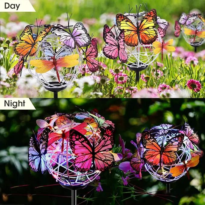 Aiscool Solar Powered Butterfly Garden Stake Lights (2 Pcs Butterfly Lights) by GreenHaven Gardens