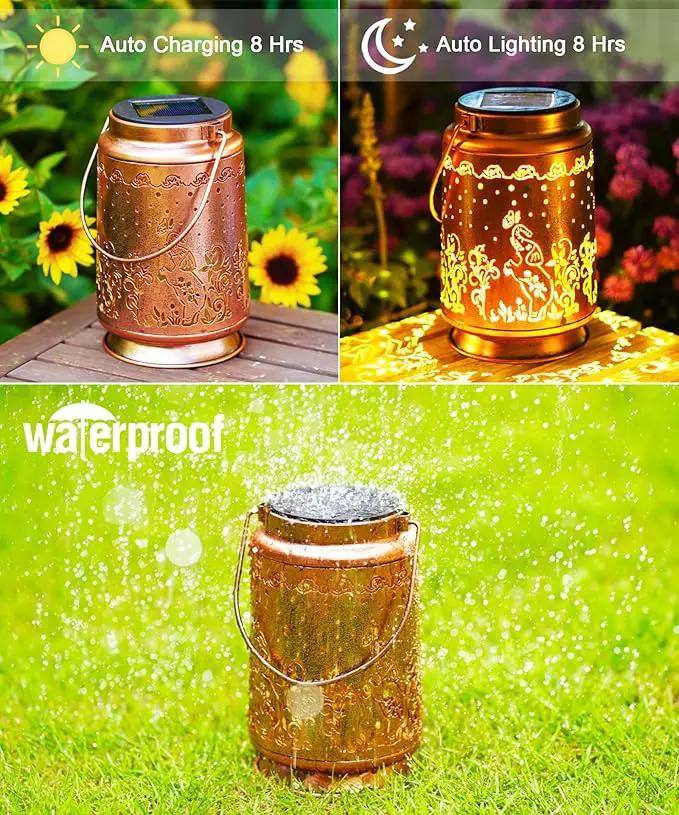 Nacome Elephant Solar Lantern for Garden Decor: Waterproof Hanging Metal Decoration with LED Lights for Yard Lawn Porch Patio Landscape Pathway – Birthday Gifts for Mom Grandma Women by GreenHaven Gardens