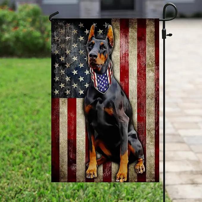 FLAGWIX American Flags - Doberman Pinscher Flag, 4th of July Decorations for Inside, Outside, Garden Flag (11.5" x 17.5") - USA House Garden Flags Premium Polyester, Decorative Outdoor Flags by GreenHaven Gardens