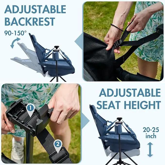 Portal Hammock Camping Chair, Portable Outdoor Swinging Chairs, Rocking Chair for Adults with Adjustable Back and Height for Lawn, Backyard, Patio, Supports 400 lbs, Breathable Mesh High Back, Blue by GreenHaven Gardens