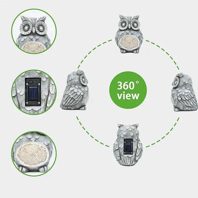 Solar Owl Garden Statues Outdoor Decor Resin Owl Figurine with Solar Light for Patio,Balcony,Yard,Lawn Ornament,Perfect Garden Gift by GreenHaven Gardens