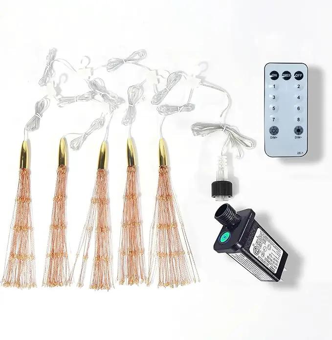 5 Pcs 1000 LED Plug-in Starburst Sphere Lights, Firework 8 Modes Dimmable Remote Control Waterproof Hanging Fairy, Copper Wire for Patio Party Tent Christmas (Warm White) by GreenHaven Gardens