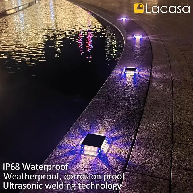 Lacasa Outdoor Solar Light, 4 Pack 30LM IP68 Waterproof Solar Garden Light Auto On/Off Solar Lighting for Pathways Paths, Mixed Colours (Warm White + Blue Light) by GreenHaven Gardens