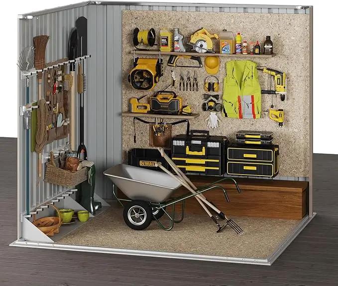 Aoxun 5x3 FT Shed Outdoor Waterproof Storage Shed Metal Garden Shed with Lockable Doors & Slooping Roof for Backyard, Patio, Poolside (Brown) by GreenHaven Gardens