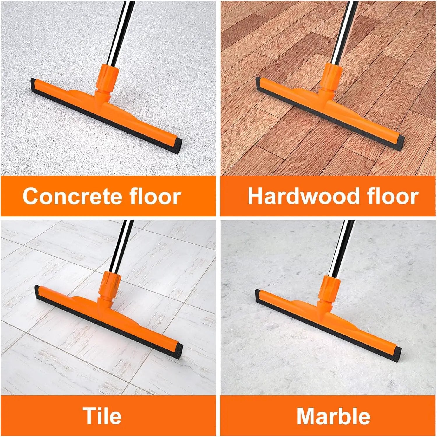 ITTAR Heavy-Duty Floor Squeegee, 62" Adjustable Handle, EVA Foam Blade, Ideal for Concrete, Garage, Patio & More by GreenHaven Gardens