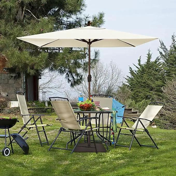 EliteShade USA 10-Year-Non-Fading 6.5x10Ft Rectangular Market Umbrella Patio Umbrella Outdoor Table Umbrella with Ventilation, Natural by GreenHaven Gardens