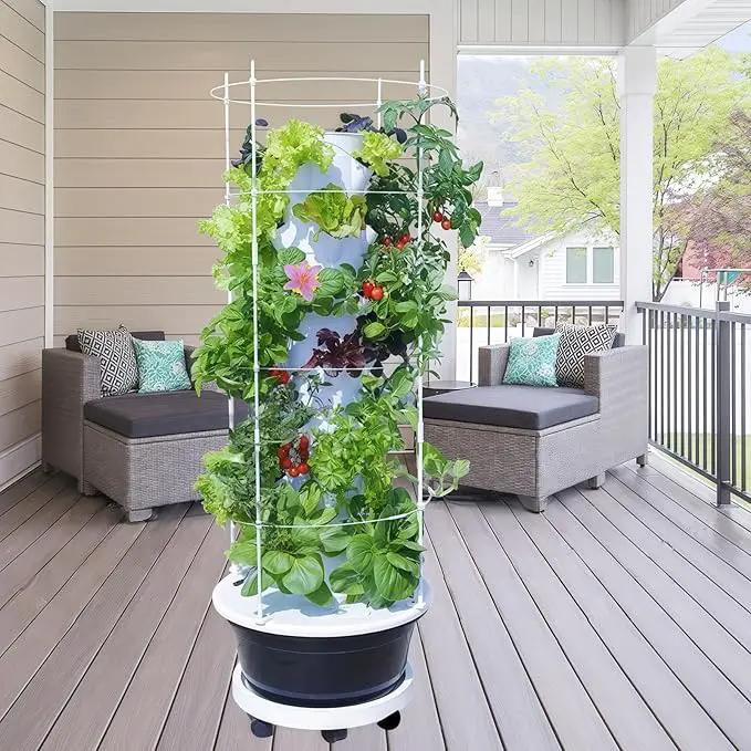 Hydroponic Growing System Kit,Indoor&Outdoor Vertical Hydroponic Growing Garden for Leafy Greens & Herbs, 28 Plant Sites with Climbing Trellis, Energy-Efficient Kit by GreenHaven Gardens