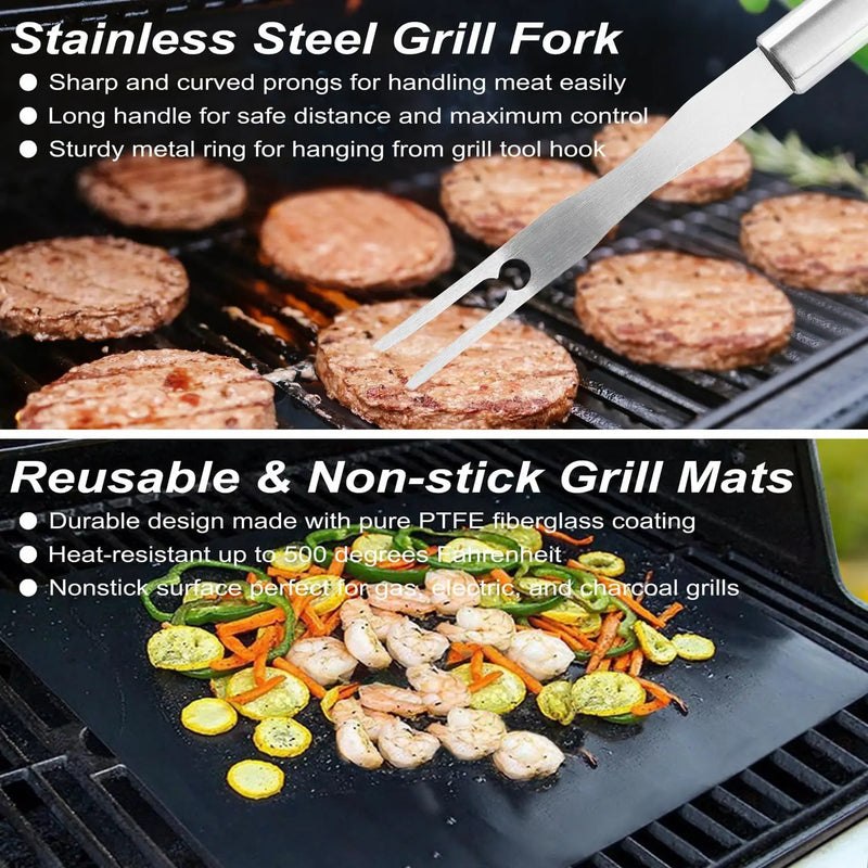 POLIGO 22PCS Heavy Duty BBQ Grill Accessories Set, Non-Slip Grill Tools for Outdoor Grill Set Thicker Stainless Steel Grill Utensils Set, Deluxe Grilling Tools Set in Aluminum Case Ideal Gifts for Men by GreenHaven Gardens