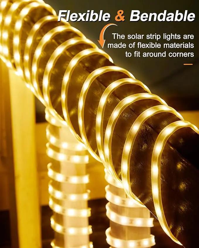 32.8FT 600LED Solar LED Strip Lights Outdoor, Solar Outdoor String Lights, Upgarde Solar Rope Lights with Timer Remote Auto ON/Off for Step, Stair, Deck, Fence, Patio,Yard Decor(Warm White, 32.8 FT) by GreenHaven Gardens