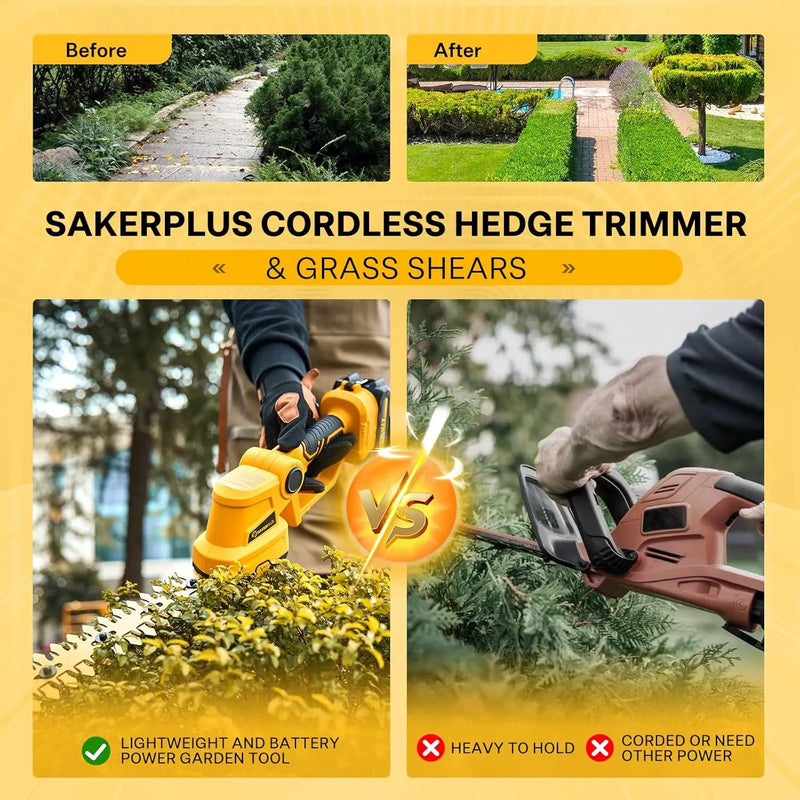Hedge Trimmer Cordless, 2 in 1 Grass Shears Hedheld and Electric Hedge Trimmer, 22V Mini Battery Hedge Trimmers Clippers with Rechargeable Battery and Charger for Garden and Lawn by GreenHaven Gardens