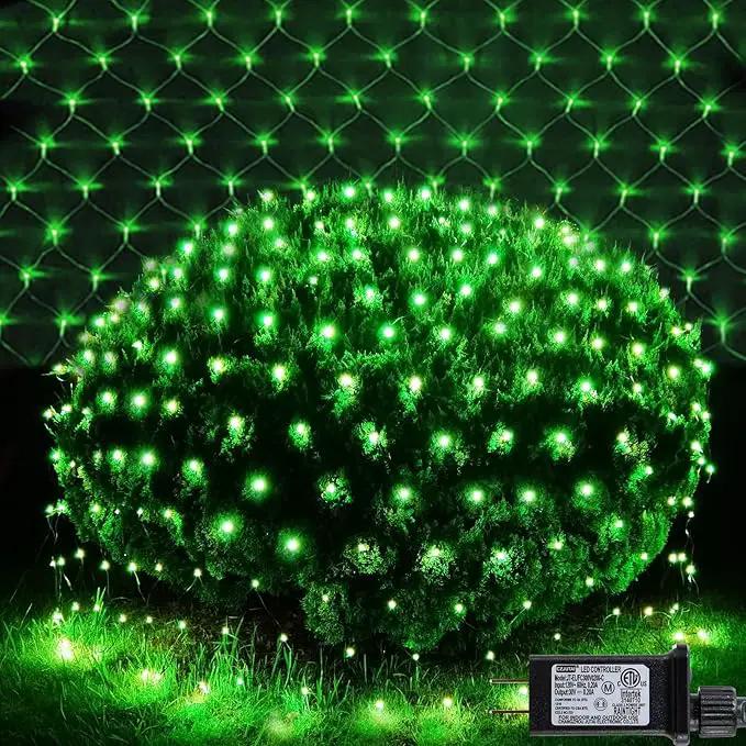 Green Net Outdoor Mesh Lights for St Patrick's Day, 14.8ft x 5ft 300 LED String Lights, 8 Modes Connectable Fairy Mesh for Christmas, Bushes, Tree, Party, Garden Decor by GreenHaven Gardens
