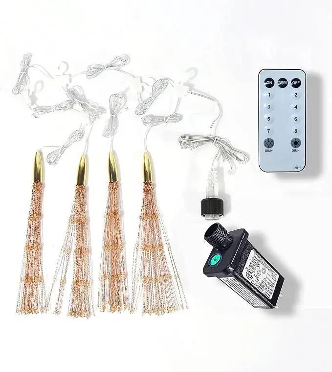 4 Pcs 800 LED Plug-in Starburst Sphere Lights, Firework Lights 8 Modes Dimmable Remote Control Waterproof Hanging Fairy Light, Copper Wire Lights for Patio Party Tent Christmas (Warm White) by GreenHaven Gardens