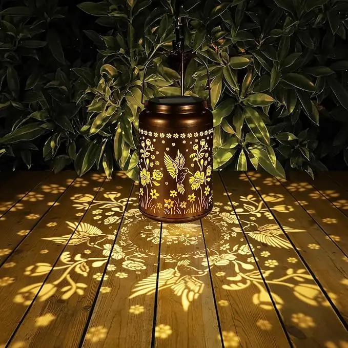 2 Pack Solar Lanterns Outdoor Waterproof, Hummingbird Garden Decor Gifts for Women Mom Grandma Hanging Solar Lights Metal Solar Decoration Outside for Yard, Patio, Lawn, Pathway, Landscape by GreenHaven Gardens