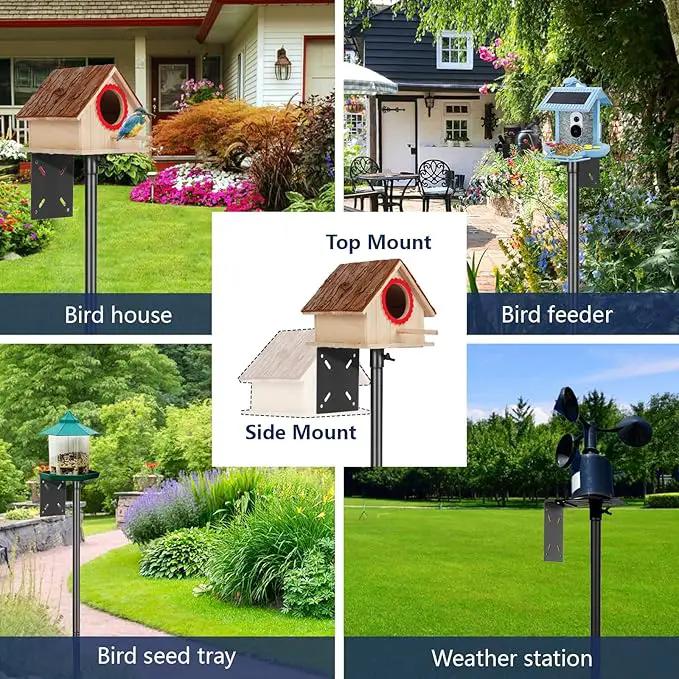 Smart Bird Feeder Pole - (32-92 Inch) Adjustable Bird House Pole Compatible with BirdBuddy, Outdoors Weather Station and Variety of Smart Birdhouse Styles, Heavy Duty Bird Feeder Stand Mount Kit by GreenHaven Gardens