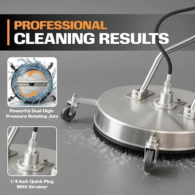 EDOU Dual 24" Pressure Washer Surface Cleaner - Surface Cleaner with Wheels - Heavy Duty Composite, 4,500 PSI Max Working Pressure - Includes 3/8 Inch Quick Connector Kit and Teflon Tape by GreenHaven Gardens