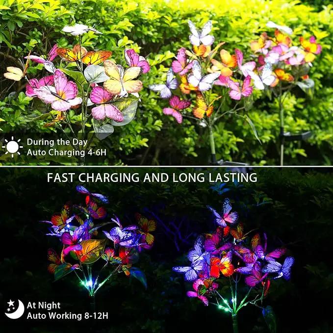 Solar Garden Lights Outdoor Waterproof Decorative Solar Lights Outdoor 2 Pack with 44 LED 34 Butterfly Flower Garden Decor Yard Patio Lawn, Gifts for Mother's Day Mom Women by GreenHaven Gardens