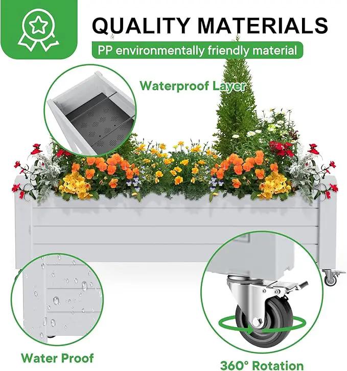 Elevated Raised Garden Bed with Legs,Outdoor Large Resin Patio Planter Box Stand Divisible with Drain Plug,Water Monitor for Plants Vegetables Flowers Fruits(Ashen) by GreenHaven Gardens