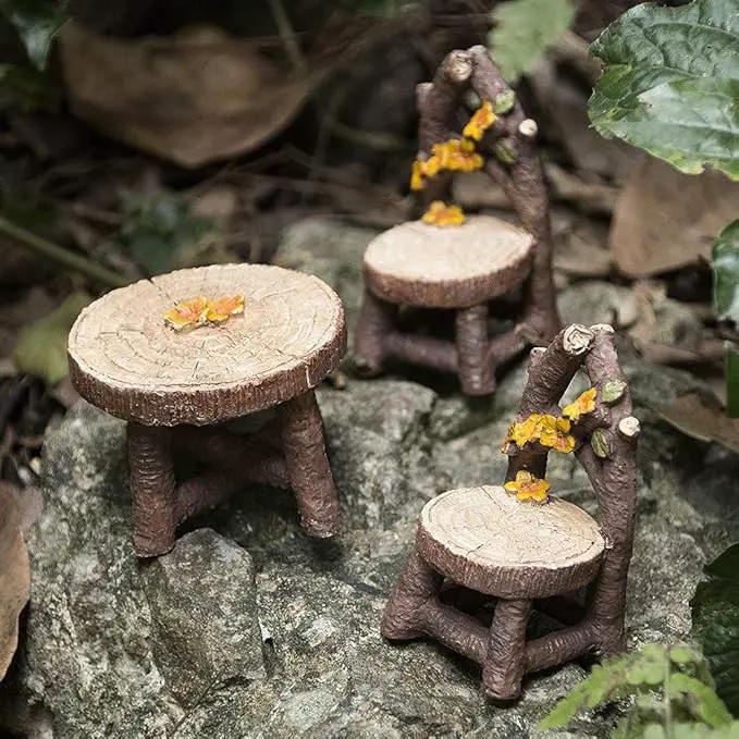 Fairy Garden Accessories, LATTOOK 8PCS Miniature Table and Chairs Set Fairy Garden Furniture Ornaments Kit for Dollhouse Accessories Home Outdoor Micro Landscape Decoration by GreenHaven Gardens