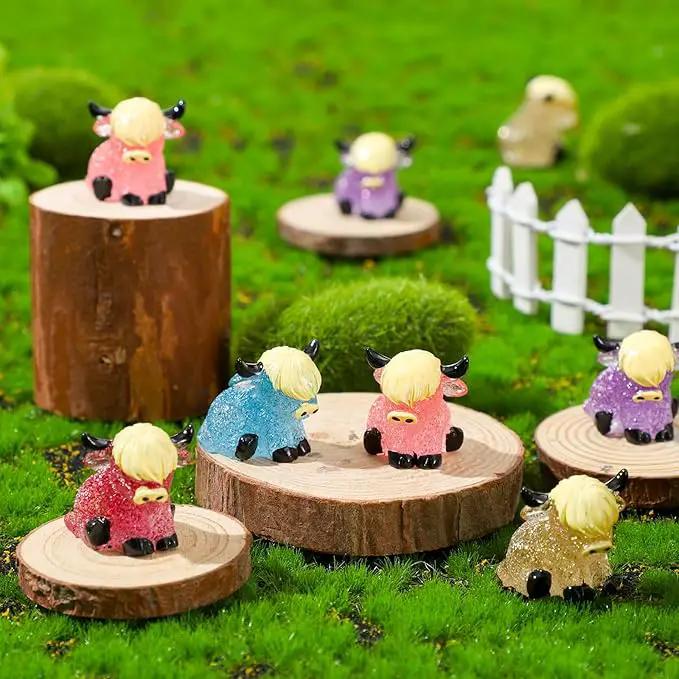75 Pcs Mini Highland Cow Figurines Bulk Glitter Highland Cow Statues Mini Resin Animals Cute Tiny Resin Figures Animals Sculpture Ornament for Cake Topper Home Office Desk Decorations by GreenHaven Gardens