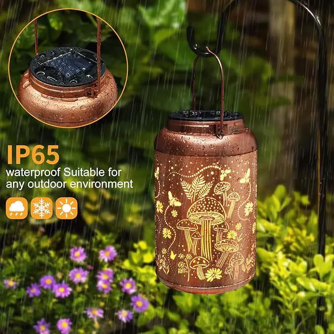 Solar Lanterns Outdoor Waterproof Bee Mushroom Decoration Gifts for Women Mon Grandma Hanging Solar Lights for Outside Metal LED Lanterns for Yard, Patio, Garden Decor by GreenHaven Gardens