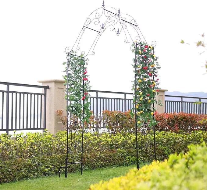 Steel Garden Arch, 8'1" High x 4'2" Wide, Garden Arbor for Various Climbing Plant, Outdoor Garden Lawn Backyard by GreenHaven Gardens