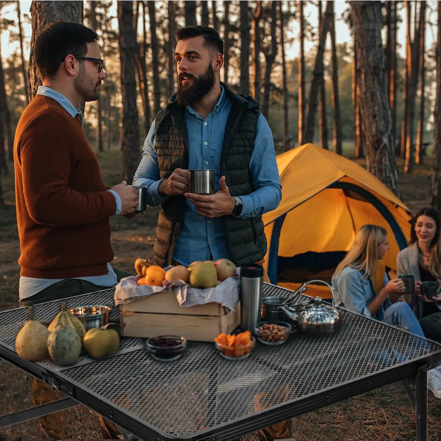 Square Folding Table, Easy for Storage, Compact and Portable Picnic Table for Grill, Outdoor Camping, Garden, Patio, Dining, BBQ, Party, Market and Card Table, 27.2 L×27.2W inches by GreenHaven Gardens