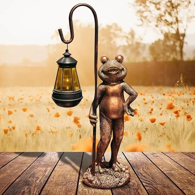 Large Frog Statue with Solar Lantern Outdoor Lawn Decoration Garden Frog Decoration Balcony Yard Lawn Unique Housewarming Gift Suitable for Kids and Adults by GreenHaven Gardens