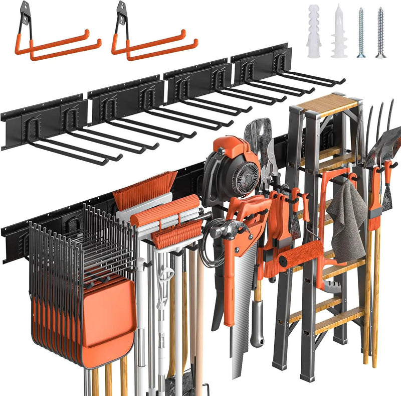 Garage Storage, Ultimate Wall-Mounted Garage Organizer for Men 64Inch, Heavy Duty 550lbs Tool Rack with Adjustable Metal Hooks Yard, Shed & Workshop Storage for Tools, Bikes, Snowboards Gift by GreenHaven Gardens