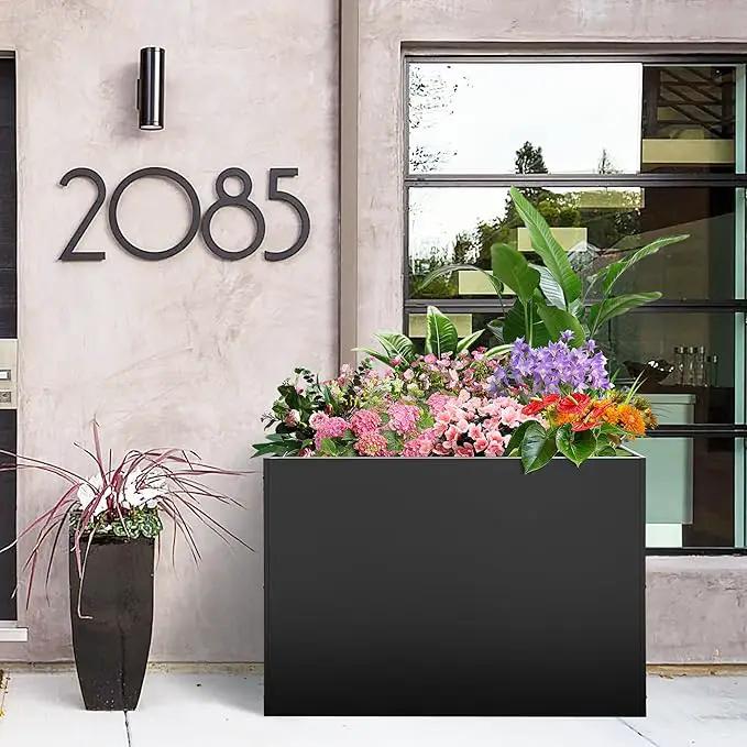 Metal Rectangular Planter Box, Large Planter Boxes Outdoor, 37''L x 13''W x 26''H Heavy Duty Plant Box with Removable Insert Shelf, 3 Tier Adjustable Height Tall Garden Planter for Plants, Flowers by GreenHaven Gardens