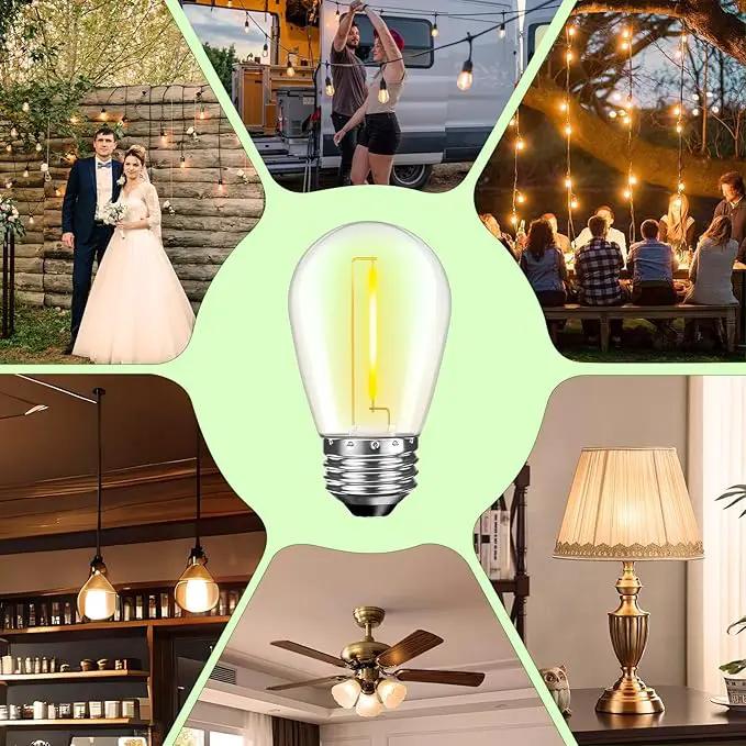 LED S14 Replacement Light Bulbs for Patio String Light, Shatterproof & Waterproof Hanging Light Bulbs for Outdoor String Lights, Dimmable, E26 Base, 24 Pack by GreenHaven Gardens