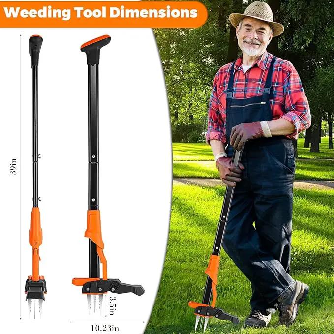 Weed Puller Tool, Stand Up Weed Puller Heavy Duty, Weeding Tool with 39" Ergonomic Long Handle and 4 Manganese Steel Claws, Easy Eject Mechanism, Weeding Without Bending, Pulling, or Kneeling by GreenHaven Gardens